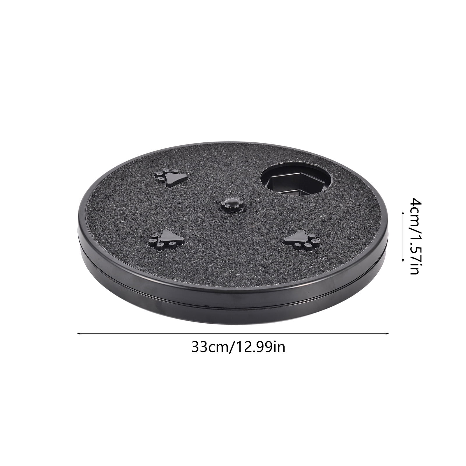 Pet Nail Scratch Board with Sandpaper | Rotating Slow Feeder Toy for Cats & Dogs | 2-in-1 Puzzle Treat Dispenser | Suction Cup Base | 12.99x12.99x1.57 in，Black