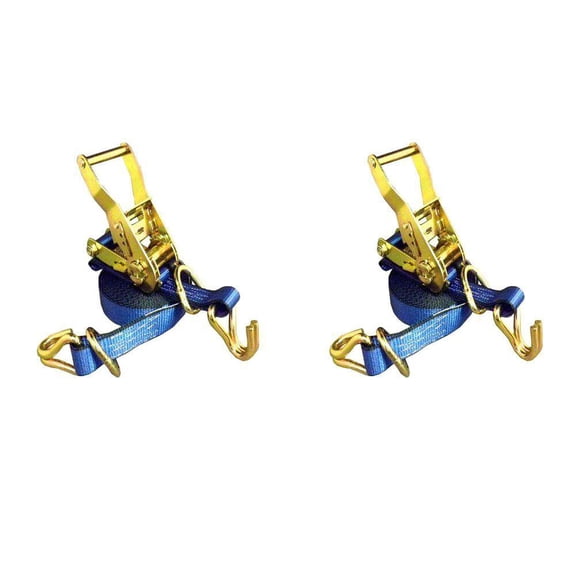 1 in. x 16 ft. Ratchet Tie-Down Strap with 3000 lbs. D-Ring Hook (2-Pack)