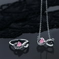 thumbnail image 5 of Gem Stone King 925 Silver Pink Moissanite Infinity Ring Pendant Jewelry Set for Women (0.75 Cttw, Gemstone Birthstone, Heart 4MM, with 18 inch Silver Chain), 5 of 5