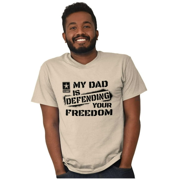 US Army Logo My Dad Defending Freedom Men's Graphic T Shirt Tees Brisco Brands S