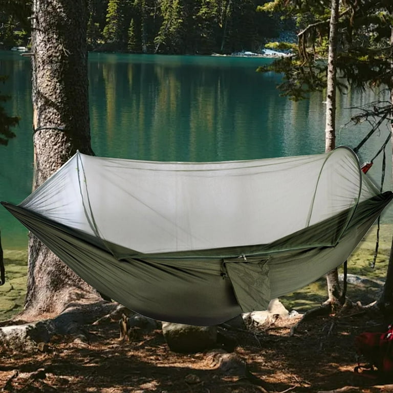 IMossad Camping Hammock with Mosquito Net and Rain Fly Portable Double Hammock with Bug Net and Tent Tarp Heavy Duty Tree Strap Hammock Tent for