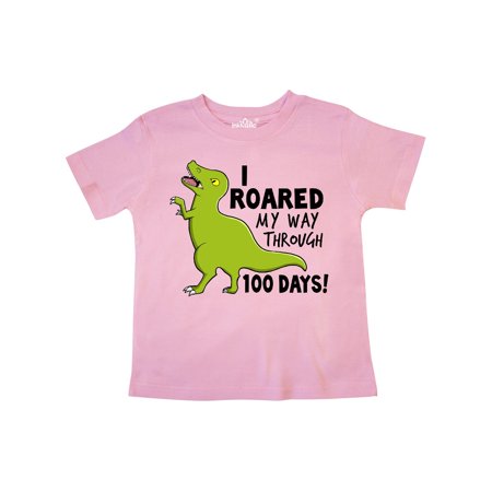 

Inktastic I Roared My Way Through 100 Days with Green Dinosaur Gift Toddler Boy or Toddler Girl T-Shirt