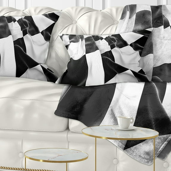 Designart 3D Checkered Flag - Abstract Throw Pillow - 12x20