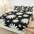 thumbnail image 3 of jejeloiu Kawaii Flowers Blossom Twin Sheet Sets,Cartoon Floral Twin Fitted Sheet,White Cute Daisy Flat Sheet For Girls Teens,Luxury Bedroom Decor,3 Pieces, 3 of 7