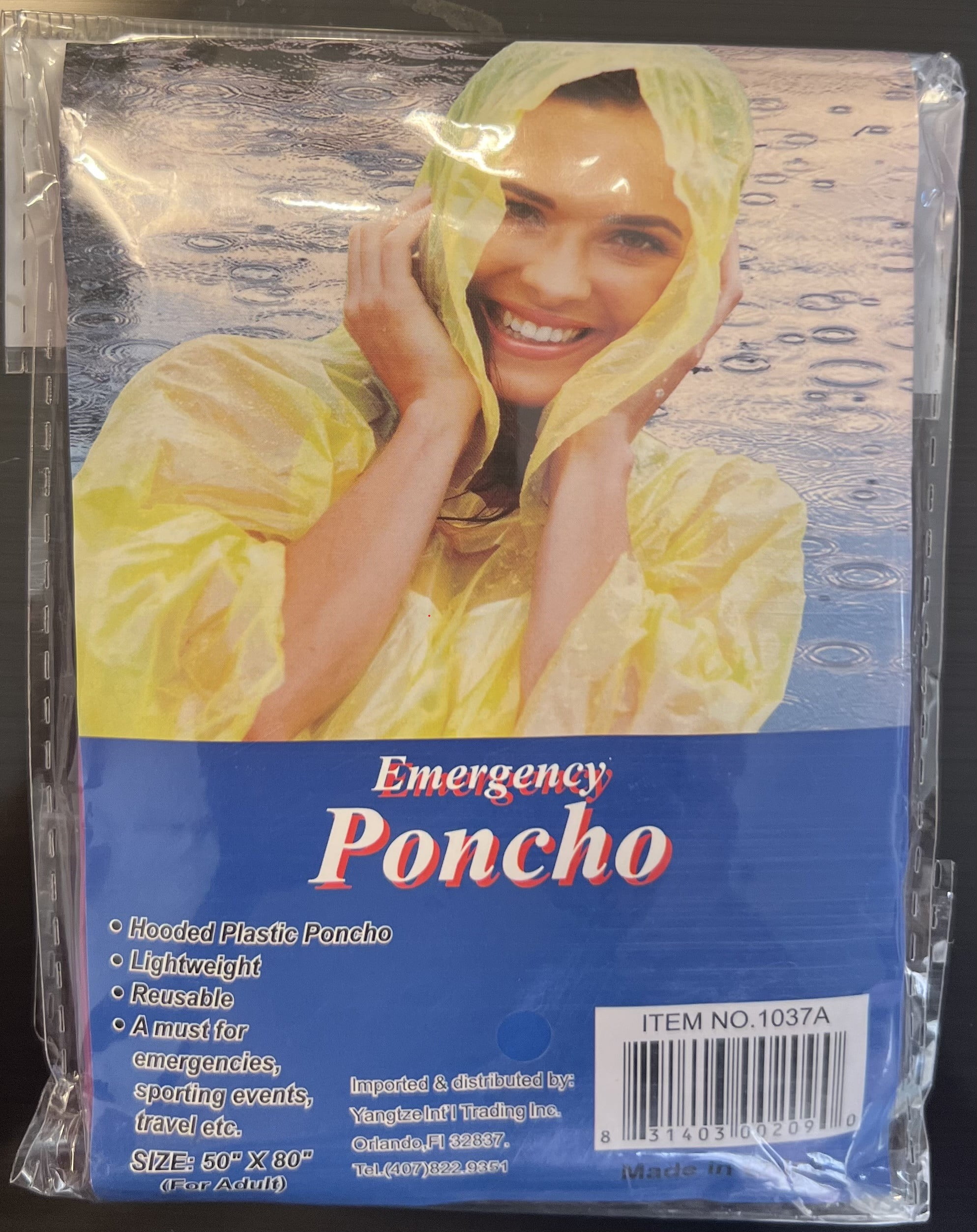 Emergency Adult Unisex Rain Poncho