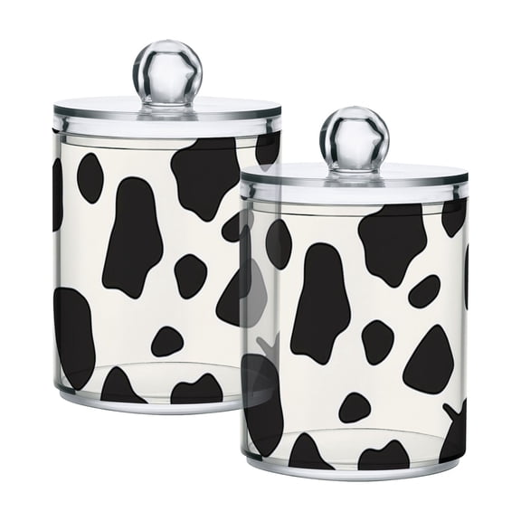 Cow Spots Translucent Plastic Cans Storage Canisters with Lid Set of 2
