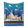 thumbnail image 1 of Aussie Soft Flannel Fleece Throw Blanket, Sidney Opera House and Bridge Cartoon Traveling Themed Illustration, Cozy Plush for Indoor and Outdoor Use, 60" x 80", Sea Blue and Multicolor, by Ambesonne, 1 of 5
