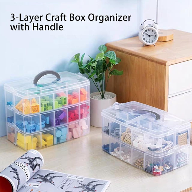 Caja organizadora de plástico de 3 capas con 30 compartimentos y asa portátil Hugtrwg Para estrenar