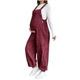 thumbnail image 3 of LangJing Women's Corduroy Maternity Overalls Adjustable Straps Wide Leg Baggy Bib Jumpsuit Sleeveless Casual Pregnancy Jumpsuits with Pocket, 3 of 8