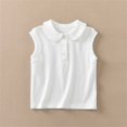 thumbnail image 5 of BXJX Girls Cotton T-shirts, Sleeveless Collared School Sports Summer Tops for Kids White Size 7-8 T, 5 of 9