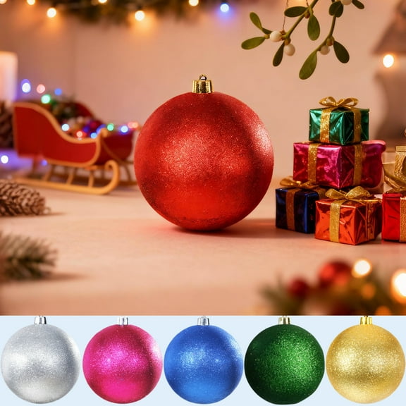 Christmas Ball Ornaments 1 Pcs - 6 inch Extra Large Shatterproof Christmas Balls Decorations Indoor, Classic Holiday Party Hanging Ornaments for Xmas Tree, Wreath, Blue (Glitter Style)