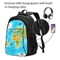 thumbnail image 2 of Fotbe World Map With Animals Landmarks Mochila con Estampado y Puerto USB para Hombre y Mujer, Mochila Antirrobo, Mochila de Viaje, Mochila Escolar, Mochila Universitaria, 2 of 7