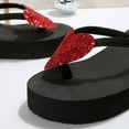thumbnail image 4 of Dakaela Women's Wedge Flip Flops Rhinestone Platform Summer Walking Sandals Casual Slippers Red 7, 4 of 6