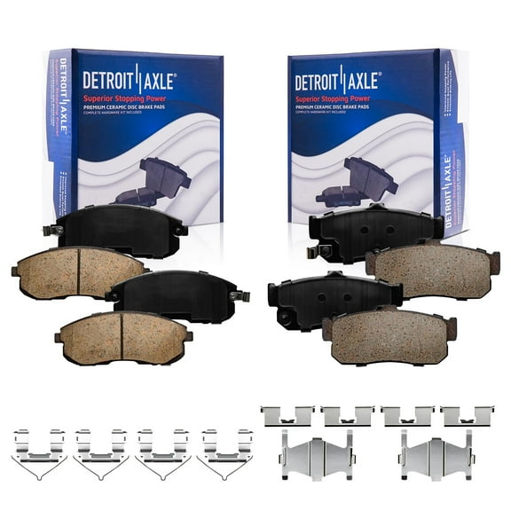 Detroit Axle - Front Rear Brake Pads w/Hardware for 1993-2001 Nissan Altima 1991-1999 Maxima 2000-2001 Sentra 1999-2001 Infiniti G20 1996-1999 Infiniti I30