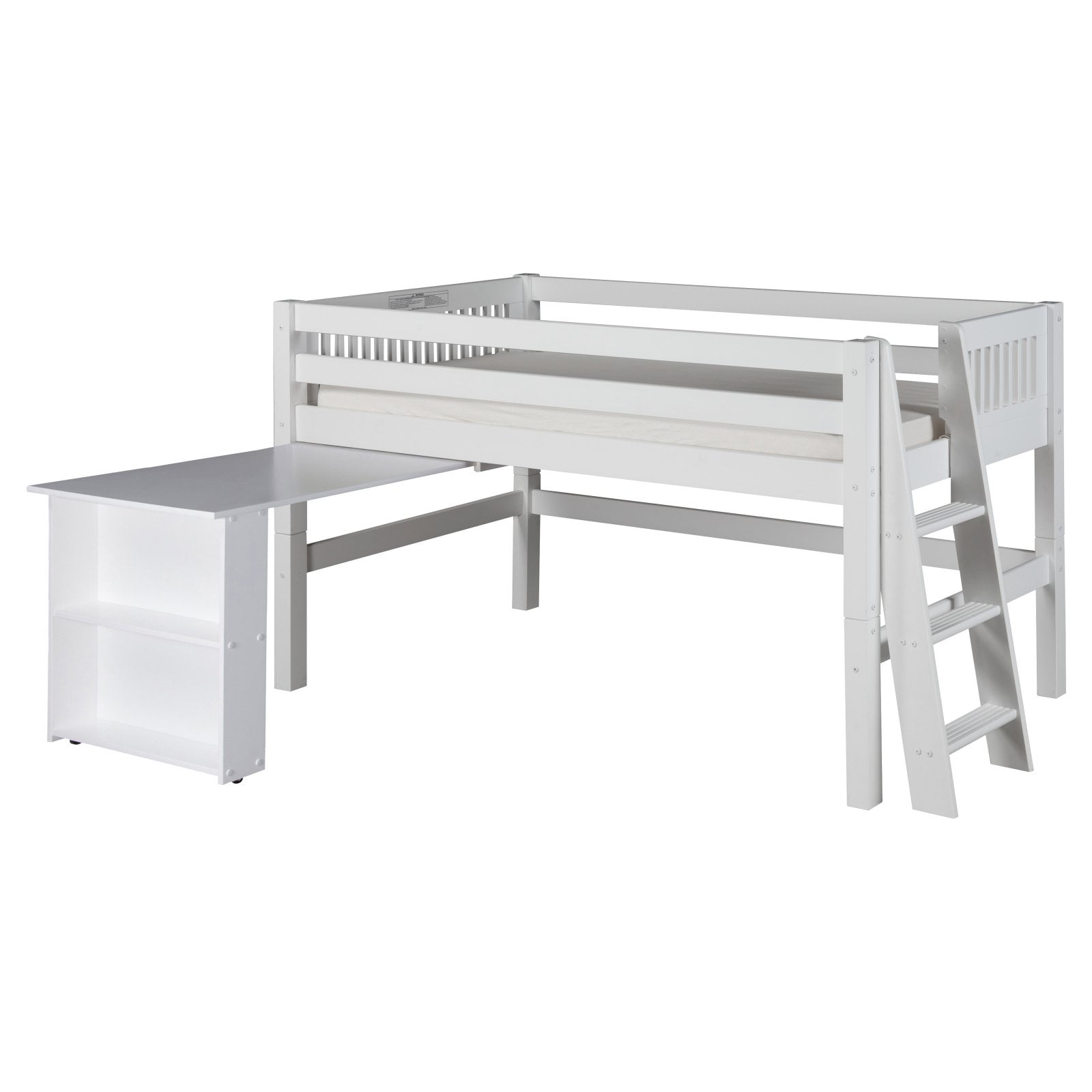 Camaflexi Twin Size Low Loft Bed with Retractable Desk - Mission ...