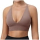 thumbnail image 2 of Sujetador deportivo largo con cuello en V para mujer - Tirantes finos ajustables - Top de yoga y fitness con copas acolchadas - Ropa deportiva de nailon y spandex, 2 of 8