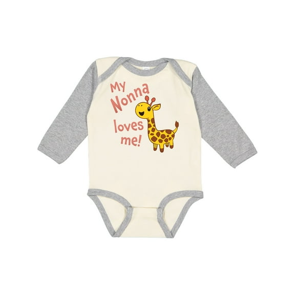 Inktastic My Nonna Loves me- cute giraffe Boys or Girls Long Sleeve Baby Bodysuit