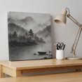 thumbnail image 4 of Misty Lake Landscape Canvas Wall Art for Living Room Bedroom Bathroom, Country Vintage Minimalist Gray Tree Boat Canvas Art Wall Decor, Artwork for Walls Home Office Decor, 10"x10", 4 of 9