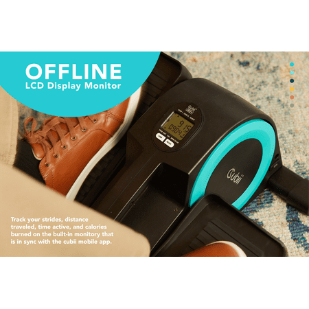 Cubii - JR2+ Seated Elliptical with Bluetooth Connectivity, Low Impact Exercise for Home or the Office - Aqua