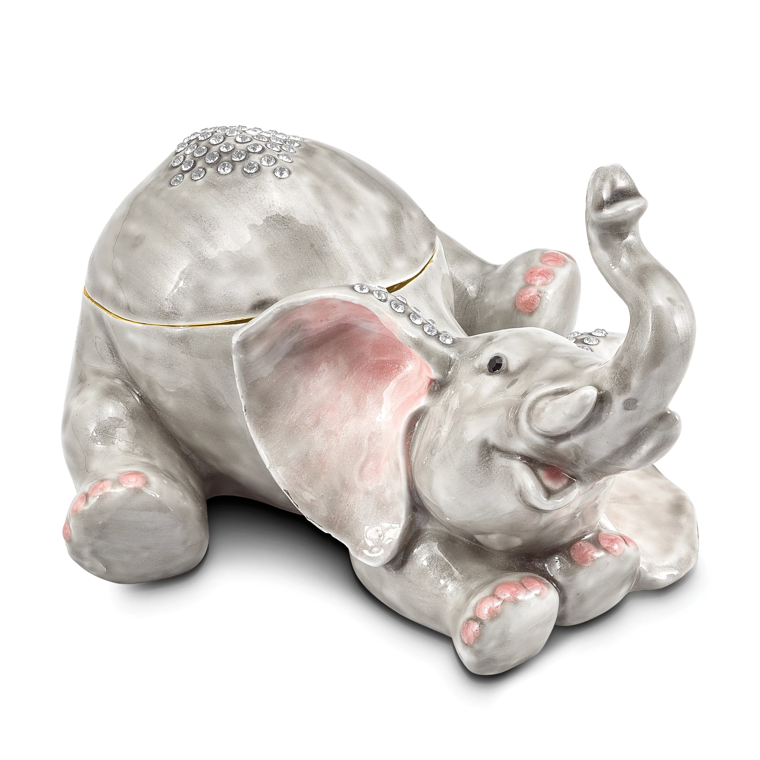 Elephant with Calf Jewelled & Enamelled Trinket Box or Figurine 