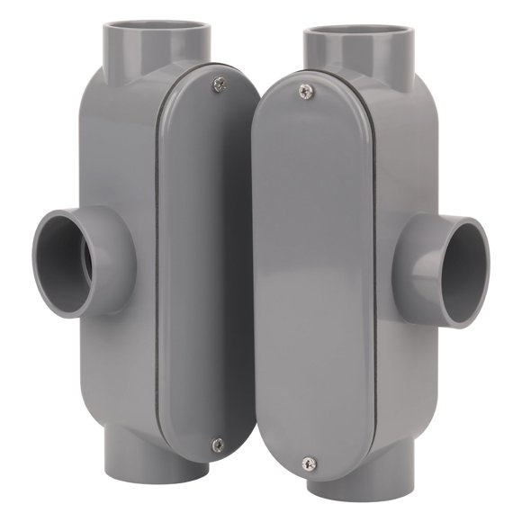 Cuerpo de conduit de PVC CKVIHAV de 1.5" tipo T, paquete de 2, gris