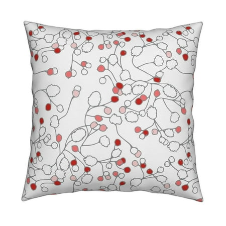 Pinecone Red Berry - Berries Red Pinecones Christmas Throw Pillow Cover w Optional Insert by Roostery