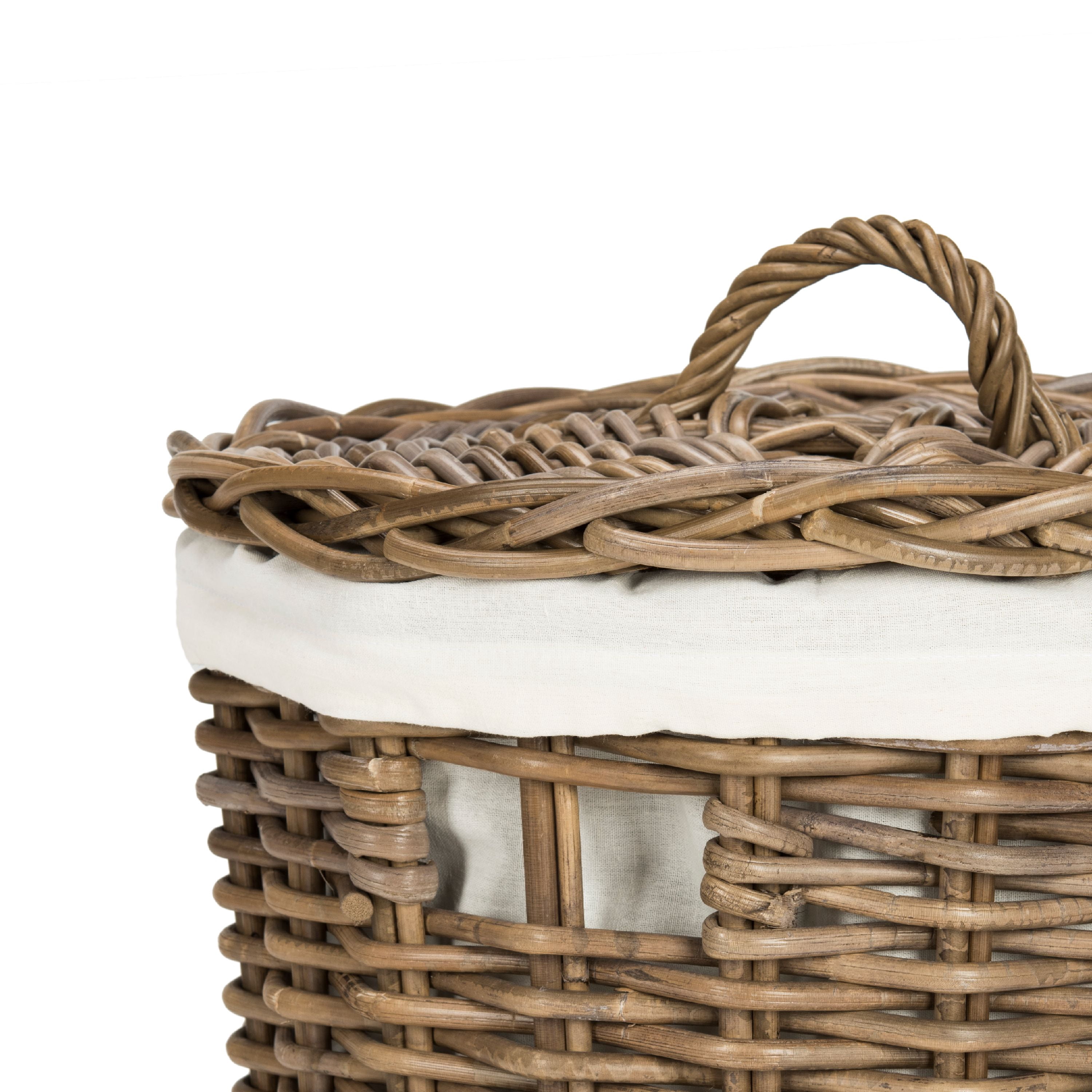 Safavieh Millen Rattan Round Hamper Laundry Baskets, Two-in-One