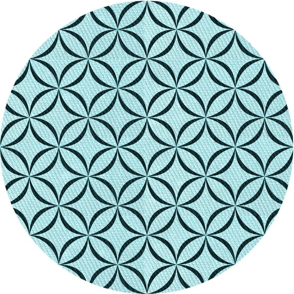 Ahgly Company Indoor Round Patterned Aquamarine Stone Green Area Rugs, 6' Round