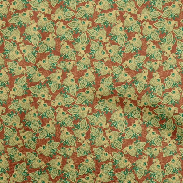 oneOone Rayon Orange Fabric Peacock Sewing Craft Projects Fabric Prints By Yard 56 Inch Wide
