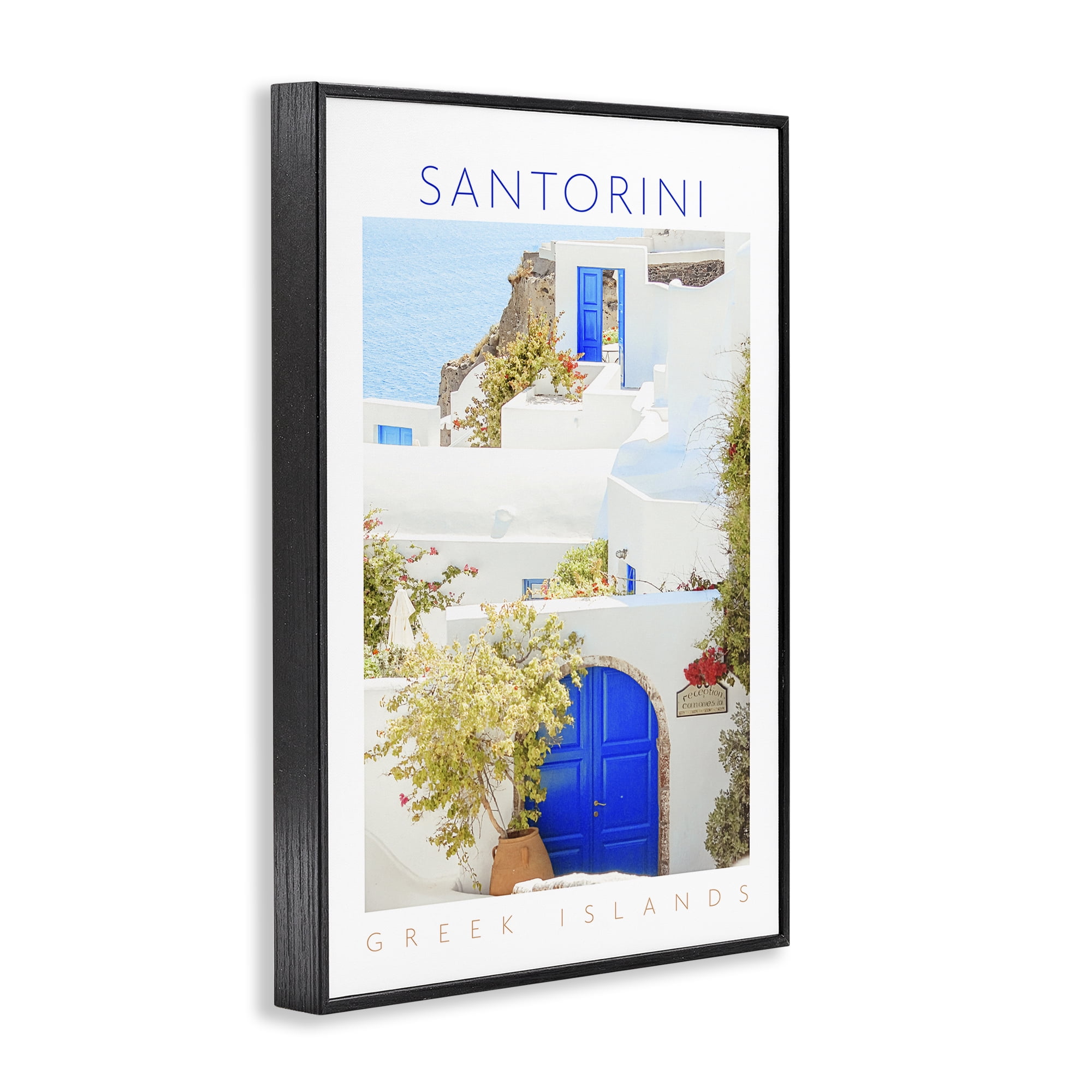 Stupell Industries Santorini Greek Islands Black Framed Giclee Art, design by Erin Marie