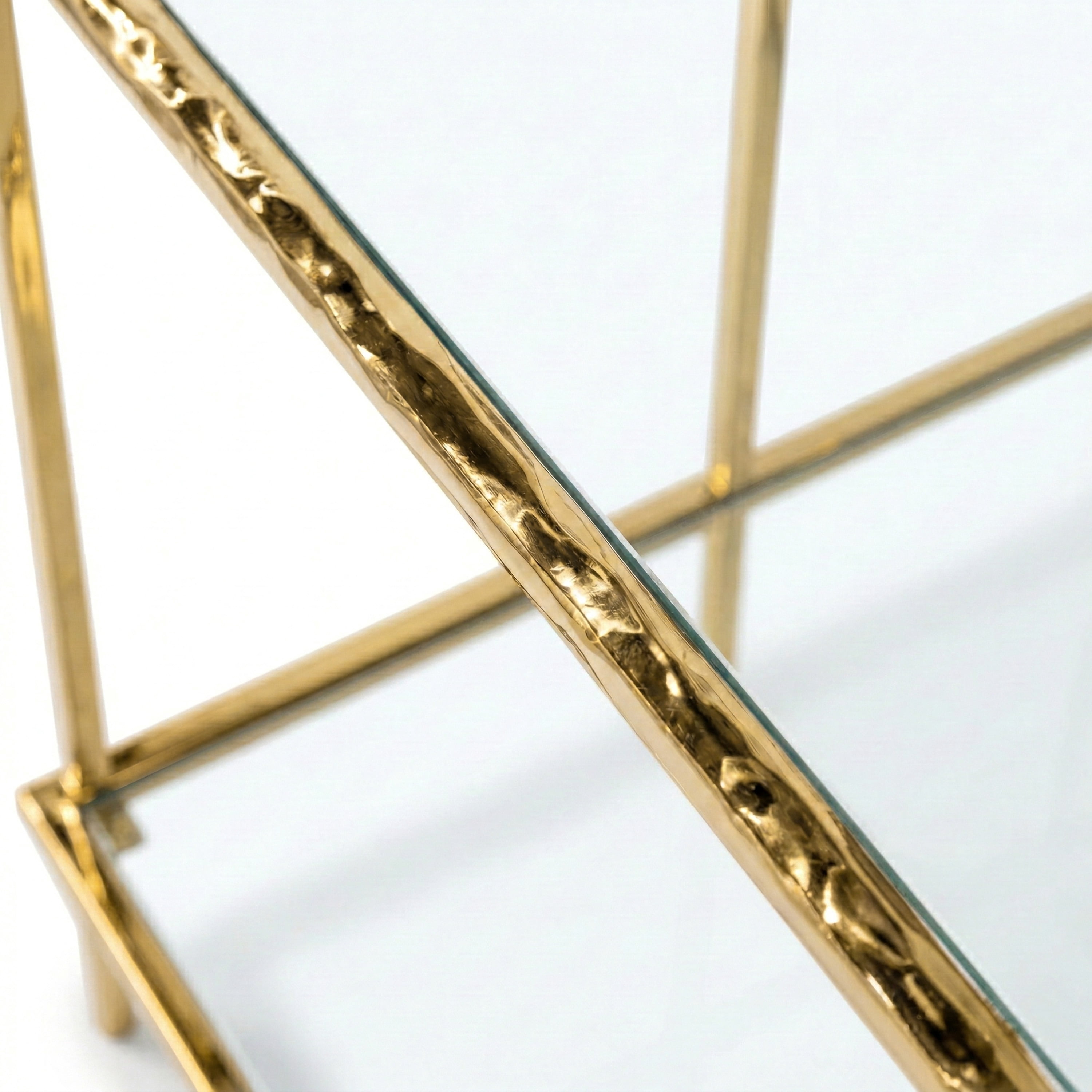 Furniture of America Zayen Modern Stainless Steel 1-Shelf End Table with Tempered Glass Top, Gold