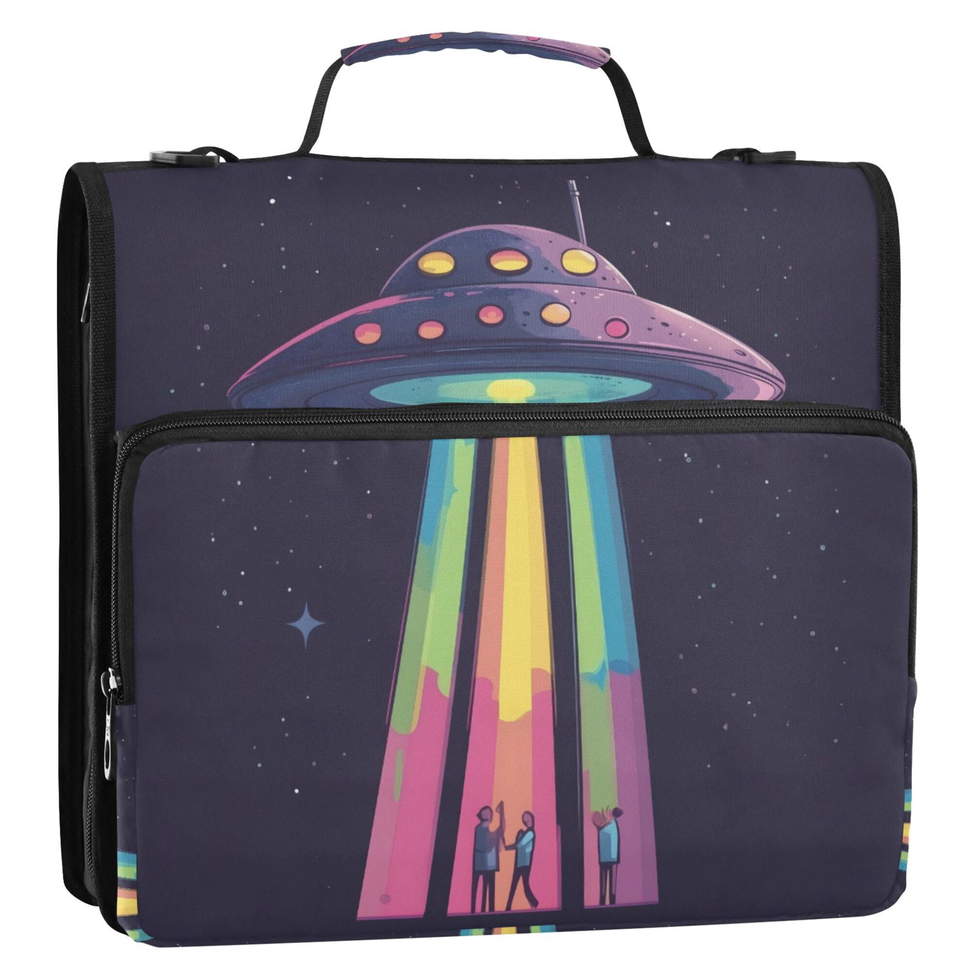 FORMRS Zipper Binder with Shoulder Strap 2-inch Ring 500 Sheet Capacity File Bag, Purple UFO