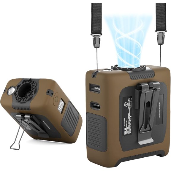 Portable fan, wearable personal fan, 5-speed, maximum 55-hour operation, low-noise turbo fan