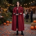 thumbnail image 4 of Wizard Cosplay, Wizard Costume, Witch Costume Cloak, Historical Cape, Medieval Hooded Cloak, Renaissance Hooded Cloak for Women Men, Adult Medieval Cape With Hood, Viking Cloak, Wine S, 4 of 6