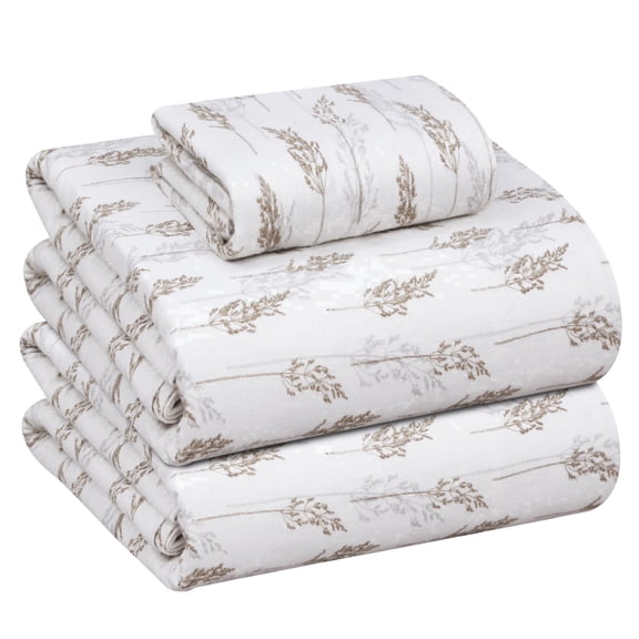 RUVANTI Flannel Sheets Twin Size - 100% Cotton Double Brushed Twin Sheets Set, Deep Pockets 16 Inches, All Seasons Breathable & Extra Soft Bed Sheets, Warm & Cozy, 3 Piece, Dried Straw