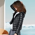 thumbnail image 4 of Winter Down Coat Thin Padded Hood Mid Length Full Zipper Windproof Plus Size Long Sleeves Pockets Warm Daily Wear Outwear Cotton Jacket, 4 of 8