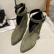 thumbnail image 3 of NECHOLOGY Botas Mujer Adulto Femenino Zapatos Botines para mujer Zapatos de mujer Tacones gruesos Botas de cuero Botas Tacones altos Botas de mujer Botas con cremallera de moda (Green, 7.5), 3 of 7