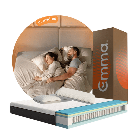 Combo Colchón Emma Hybrid Premium Individual 100x190cm Memory Foam Resortes y 2 Almohadas Memory Adapt