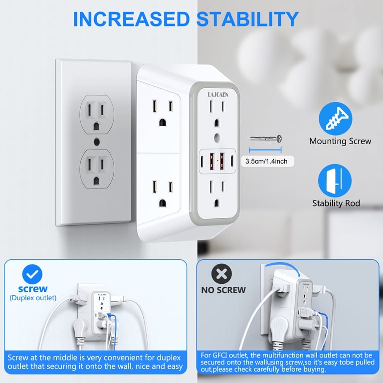 JcBlaon 3-Pack Surge Protector with 6 Outlets photo 7