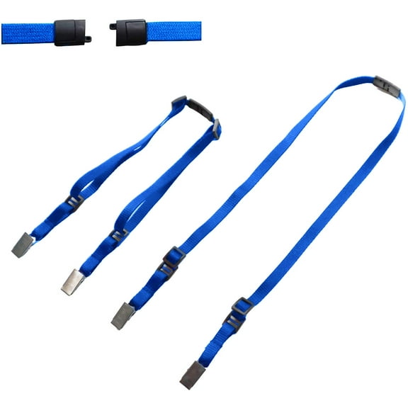 25 Pack - Adjustable Face Mask Lanyard with Safety Breakaway Lanyards with Two Clips for Ki ds & Adults - Strap Length Adjusts from 18”-30” to Fit Small & Large Sizes by Specialist ID (Royal Blue)
