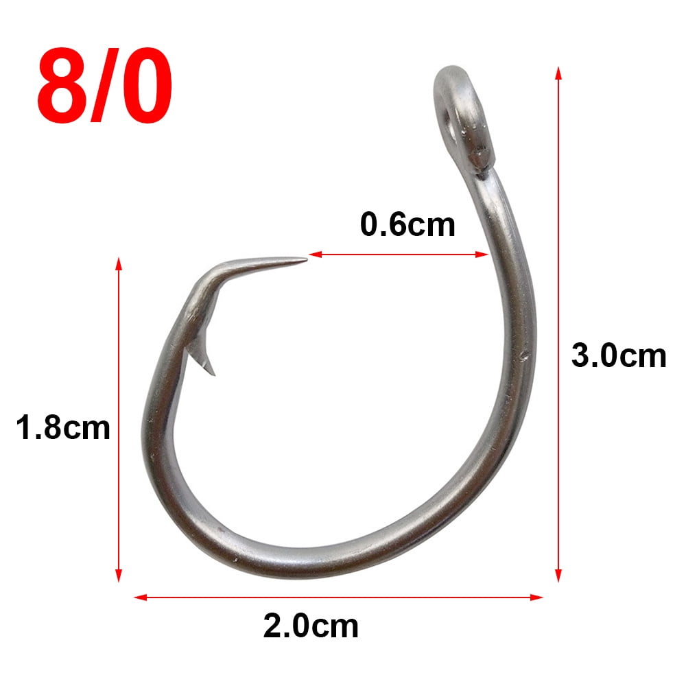 100pcs 39960 Stainless Steel Fishing Hooks Big Game Fish Tuna Circle Bait Fishhooks Size 8/0-15/0