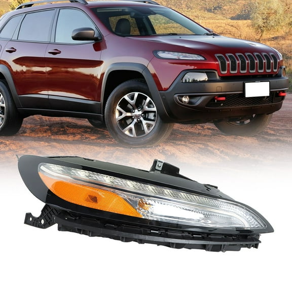 Genrics For 2014-2018 Jeep Cherokee Headlight Halogen with DRL/Ballast Right Clear Lens