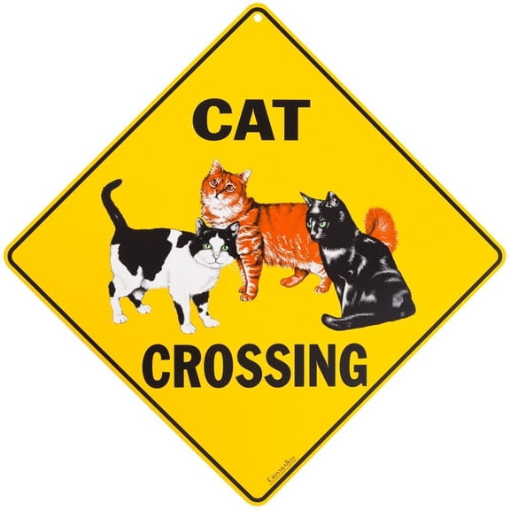 CROSSWALKS Cat Crossing 12" X 12" Aluminum Sign X89