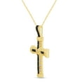 thumbnail image 2 of AFFY White & Blue Natural Diamond Cross Pendant Necklace In 14k Yellow Gold Over Sterling Silver (0.1 Cttw), 2 of 5