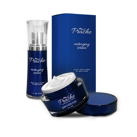 #1 Dermatologist Tested Prache Anti-Aging Cream & Prache Serum (Pack of Two) – Remove Fine Lines and Wrinkles with Best Anti-Aging Skin Care