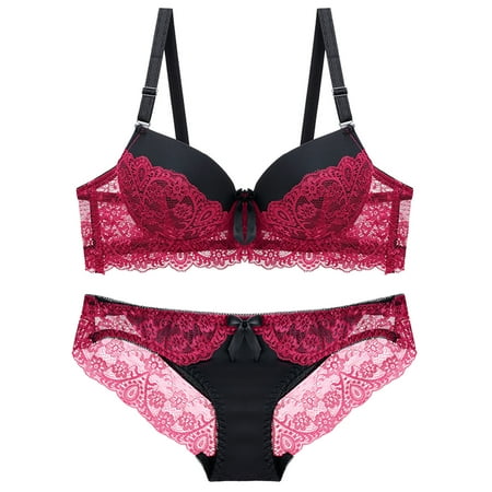 oqasdz Lingerie Sets for Women Sexy Fashionable Lace Bra Brassieres Steel Ring Lace Bra Underwear Set