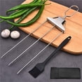thumbnail image 5 of 3-Way Grill Skewers - 14.7 Inch 3-Prong Stainless Steel BBQ Skewers with Push Slider Bar - Heavy Duty Reusable Metal Grilling Skewers for Meat Chicken Sausages Veggies, 5 of 7