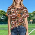 thumbnail image 6 of Womens Tops Rugby Printed Short Sleeved Round Neck Casual T-shirt Brown XXL, 6 of 7