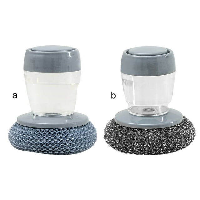 Cleaning Supplies Multifunctional Kitchen Soap Dispenser Replaceable Head Washing Liquid Storage Tank Steel Wire for Pots Pans Add liquid PET