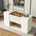 thumbnail image 2 of Multi-Functional Wardrobe Island Dresser with Glass Top, Closet Island with 6 Spacious Drawers, Display Shelf, Modern Armoire Walk-in-Wardrobe Closet with Glass Display for Bedroom, Cream White, 2 of 9
